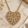 Oro Laminado Pendant Necklace, Gold Filled Style Heart Design, with Garnet and White Micro Pave, Polished, Golden Finish, 04.156.0370.1.20 (02 MM Thickness, 20 Inches Length)