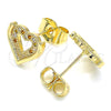 Gold Filled Ring — Stud Earring Heart Design with Garnet and White — alternate product view — SKU 140072 | Oro Laminado anillo — Stud Earring corazón diseño with Garnet and blanco — SKU 140072