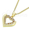 Oro Laminado Pendant Necklace, Gold Filled Style Heart Design, with Garnet and White Micro Pave, Polished, Golden Finish, 04.156.0371.1.20 (02 MM Thickness, 20 Inches Length)