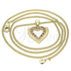 Oro Laminado Pendant Necklace, Gold Filled Style Heart Design, with Garnet and White Micro Pave, Polished, Golden Finish, 04.156.0371.1.20 (02 MM Thickness, 20 Inches Length)
