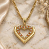 Oro Laminado Pendant Necklace, Gold Filled Style Heart Design, with Garnet and White Micro Pave, Polished, Golden Finish, 04.156.0371.1.20 (02 MM Thickness, 20 Inches Length)