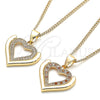 Oro Laminado Pendant Necklace, Gold Filled Style Heart Design, with Garnet and White Micro Pave, Polished, Golden Finish, 04.156.0371.1.20 (02 MM Thickness, 20 Inches Length)