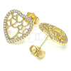 Gold Filled Ring — Stud Earring Heart Design with White Micro Pave — alternate product view — SKU 140077 | Oro Laminado anillo — Stud Earring corazón diseño with blanco Micro Pave — SKU 140077