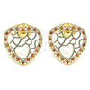 Gold Filled Ring — Stud Earring Heart Design with Garnet and White — alternate product view — SKU 140078 | Oro Laminado anillo — Stud Earring corazón diseño with Garnet and blanco — SKU 140078