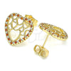 Gold Filled Ring — Stud Earring Heart Design with Garnet and White — alternate product view — SKU 140078 | Oro Laminado anillo — Stud Earring corazón diseño with Garnet and blanco — SKU 140078