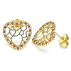 Gold Filled Ring — Stud Earring Heart Design with Garnet and White — main product view — SKU 140078 | Oro Laminado anillo — Stud Earring corazón diseño with Garnet and blanco — SKU 140078