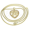 Oro Laminado Pendant Necklace, Gold Filled Style Heart Design, with Garnet and White Micro Pave, Polished, Golden Finish, 04.156.0372.1.20 (02 MM Thickness, 20 Inches Length)