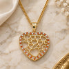 Oro Laminado Pendant Necklace, Gold Filled Style Heart Design, with Garnet and White Micro Pave, Polished, Golden Finish, 04.156.0372.1.20 (02 MM Thickness, 20 Inches Length)