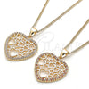 Oro Laminado Pendant Necklace, Gold Filled Style Heart Design, with Garnet and White Micro Pave, Polished, Golden Finish, 04.156.0372.1.20 (02 MM Thickness, 20 Inches Length)