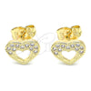 Gold Filled Ring — Stud Earring Heart Design with White Micro Pave — alternate product view — SKU 140083 | Oro Laminado anillo — Stud Earring corazón diseño with blanco Micro Pave — SKU 140083