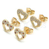 Gold Filled Ring — Stud Earring Heart Design with Garnet and White — alternate product view — SKU 140084 | Oro Laminado anillo — Stud Earring corazón diseño with Garnet and blanco — SKU 140084