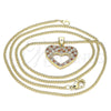 Oro Laminado Pendant Necklace, Gold Filled Style Heart Design, with Garnet and White Micro Pave, Polished, Golden Finish, 04.156.0373.1.20 (02 MM Thickness, 20 Inches Length)