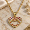 Oro Laminado Pendant Necklace, Gold Filled Style Heart Design, with Garnet and White Micro Pave, Polished, Golden Finish, 04.156.0373.1.20 (02 MM Thickness, 20 Inches Length)