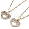 Oro Laminado Pendant Necklace, Gold Filled Style Heart Design, with Garnet and White Micro Pave, Polished, Golden Finish, 04.156.0373.1.20 (02 MM Thickness, 20 Inches Length)