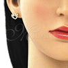 Oro Laminado Earring and Pendant Adult Set, Gold Filled Style Heart Design, with Garnet and White Micro Pave, Polished, Golden Finish, 10.156.0317.1
