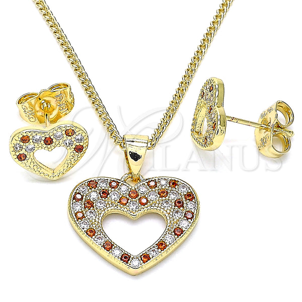 Gold Filled Ring — Earring and Pendant Adult Set Heart Design with — main product view — SKU 140088 | Oro Laminado anillo — Earring and Pendant Adult Set corazón diseño with — SKU 140088