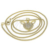 Oro Laminado Pendant Necklace, Gold Filled Style Heart Design, with White Micro Pave, Polished, Golden Finish, 04.156.0374.20 (02 MM Thickness, 20 Inches Length)