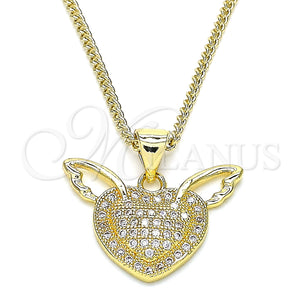 Gold Filled Necklace — Pendant Necklace Heart Design with White Micro Pave — main product view — SKU 140091 | Oro Laminado collar — Pendant Necklace corazón diseño with blanco Micro Pave — SKU 140091