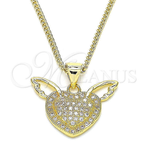 Gold Filled Necklace — Pendant Necklace Heart Design with White Micro Pave — main product view — SKU 140091 | Oro Laminado collar — Pendant Necklace corazón diseño with blanco Micro Pave — SKU 140091