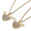 Oro Laminado Pendant Necklace, Gold Filled Style Heart Design, with White Micro Pave, Polished, Golden Finish, 04.156.0374.20 (02 MM Thickness, 20 Inches Length)
