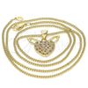 Oro Laminado Pendant Necklace, Gold Filled Style Heart Design, with Garnet and White Micro Pave, Polished, Golden Finish, 04.156.0374.1.20 (02 MM Thickness, 20 Inches Length)