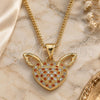 Oro Laminado Pendant Necklace, Gold Filled Style Heart Design, with Garnet and White Micro Pave, Polished, Golden Finish, 04.156.0374.1.20 (02 MM Thickness, 20 Inches Length)