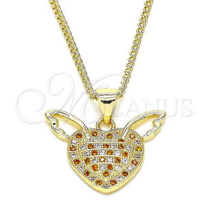 Gold Filled Necklace — Pendant Necklace Heart Design with Garnet and White — main product view — SKU 140092 | Oro Laminado collar — Pendant Necklace corazón diseño with Garnet and blanco — SKU 140092