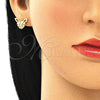 Oro Laminado Earring and Pendant Adult Set, Gold Filled Style Heart Design, with Garnet and White Micro Pave, Polished, Golden Finish, 10.156.0318.1