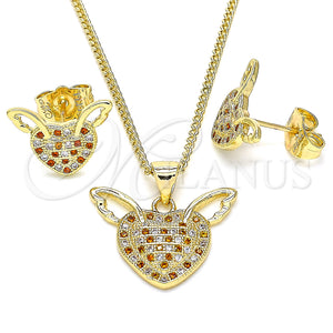 Gold Filled Ring — Earring and Pendant Adult Set Heart Design with — main product view — SKU 140094 | Oro Laminado anillo — Earring and Pendant Adult Set corazón diseño with — SKU 140094