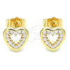 Gold Filled Ring — Stud Earring Heart Design with White Cubic Zirconia — alternate product view — SKU 140095 | Oro Laminado anillo — Stud Earring corazón diseño with blanco Cubic Zirconia — SKU 140095