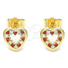 Gold Filled Ring — Stud Earring Heart Design with Garnet and White — alternate product view — SKU 140096 | Oro Laminado anillo — Stud Earring corazón diseño with Garnet and blanco — SKU 140096