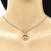 Oro Laminado Pendant Necklace, Gold Filled Style Heart Design, with Garnet and White Cubic Zirconia, Polished, Golden Finish, 04.156.0375.1.20 (02 MM Thickness, 20 Inches Length)