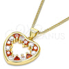 Oro Laminado Pendant Necklace, Gold Filled Style Heart Design, with Garnet and White Cubic Zirconia, Polished, Golden Finish, 04.156.0375.1.20 (02 MM Thickness, 20 Inches Length)
