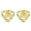 Gold Filled Ring — Stud Earring Heart and Love Design with White — alternate product view — SKU 140101 | Oro Laminado anillo — Stud Earring corazón and Love diseño with blanco — SKU 140101