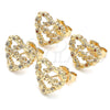 Gold Filled Ring — Stud Earring Heart and Love Design with White — alternate product view — SKU 140101 | Oro Laminado anillo — Stud Earring corazón and Love diseño with blanco — SKU 140101