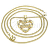 Oro Laminado Pendant Necklace, Gold Filled Style Heart and Love Design, with Garnet and White Micro Pave, Polished, Golden Finish, 04.156.0376.1.20 (02 MM Thickness, 20 Inches Length)