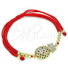 Oro Laminado Adjustable Bolo Bracelet, Gold Filled Style Pineapple and Ball Design, with Multicolor Micro Pave, Polished, Golden Finish, 03.368.0025.12 (03 MM Thickness, 12 Inches Length)
