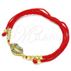 Oro Laminado Adjustable Bolo Bracelet, Gold Filled Style Lips and Ball Design, with Multicolor Micro Pave, Polished, Golden Finish, 03.368.0036.11 (03 MM Thickness, 11 Inches Length)