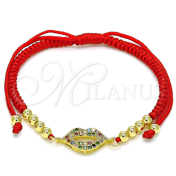Gold Filled Bracelet — Adjustable Bolo Bracelet Lips and Ball Design with — main product view — SKU 140122 | Oro Laminado brazalete — Adjustable Bolo Bracelet Lips and Ball diseño with — SKU 140122