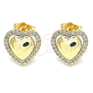 Gold Filled Ring — Stud Earring Heart Design with White Micro Pave — main product view — SKU 140123 | Oro Laminado anillo — Stud Earring corazón diseño with blanco Micro Pave — SKU 140123