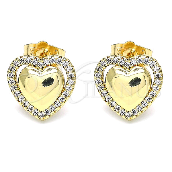 Gold Filled Ring — Stud Earring Heart Design with White Micro Pave — main product view — SKU 140123 | Oro Laminado anillo — Stud Earring corazón diseño with blanco Micro Pave — SKU 140123