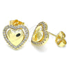 Gold Filled Ring — Stud Earring Heart Design with White Micro Pave — alternate product view — SKU 140123 | Oro Laminado anillo — Stud Earring corazón diseño with blanco Micro Pave — SKU 140123
