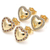 Gold Filled Ring — Stud Earring Heart Design with White Micro Pave — alternate product view — SKU 140123 | Oro Laminado anillo — Stud Earring corazón diseño with blanco Micro Pave — SKU 140123