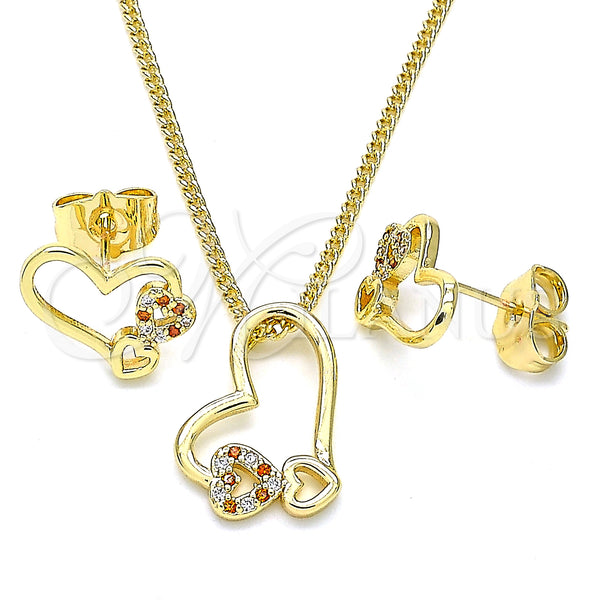 Gold Filled Ring — Earring and Pendant Adult Set Heart Design with — main product view — SKU 140132 | Oro Laminado anillo — Earring and Pendant Adult Set corazón diseño with — SKU 140132
