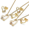 Oro Laminado Earring and Pendant Adult Set, Gold Filled Style Heart Design, with Garnet and White Micro Pave, Polished, Golden Finish, 10.156.0322.1