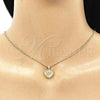 Oro Laminado Pendant Necklace, Gold Filled Style Heart Design, with Garnet and White Micro Pave, Polished, Golden Finish, 04.156.0378.1.20 (02 MM Thickness, 20 Inches Length)
