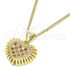Oro Laminado Pendant Necklace, Gold Filled Style Heart Design, with Garnet and White Micro Pave, Polished, Golden Finish, 04.156.0378.1.20 (02 MM Thickness, 20 Inches Length)