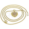 Oro Laminado Pendant Necklace, Gold Filled Style Heart Design, with Garnet and White Micro Pave, Polished, Golden Finish, 04.156.0378.1.20 (02 MM Thickness, 20 Inches Length)