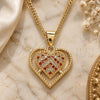 Oro Laminado Pendant Necklace, Gold Filled Style Heart Design, with Garnet and White Micro Pave, Polished, Golden Finish, 04.156.0379.1.20 (02 MM Thickness, 20 Inches Length)
