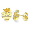 Gold Filled Ring — Stud Earring Heart Design with White Micro Pave — main product view — SKU 140146 | Oro Laminado anillo — Stud Earring corazón diseño with blanco Micro Pave — SKU 140146